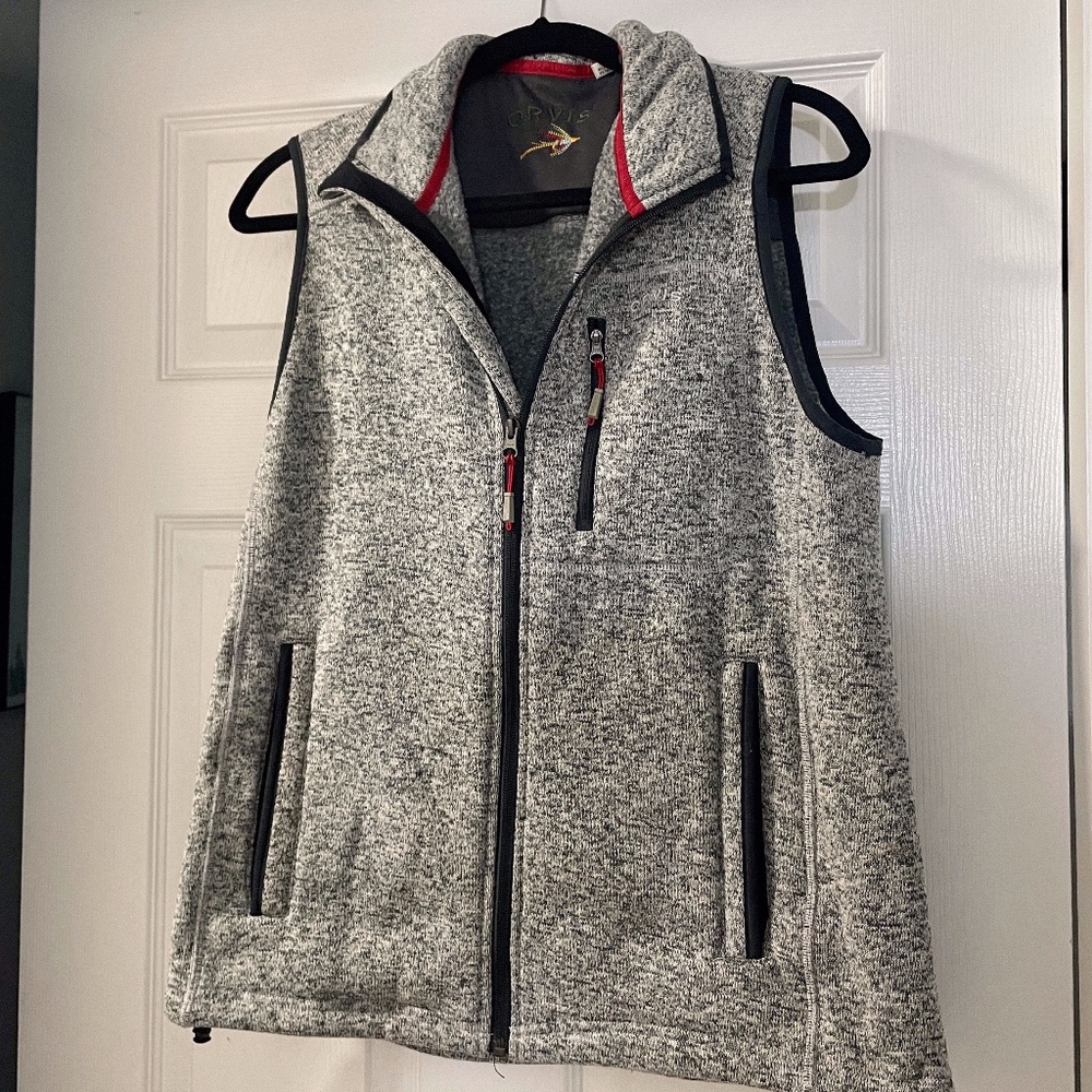 NWOT: Men's Orvis Denali Sweater Fleece Vest in Heathered Grey